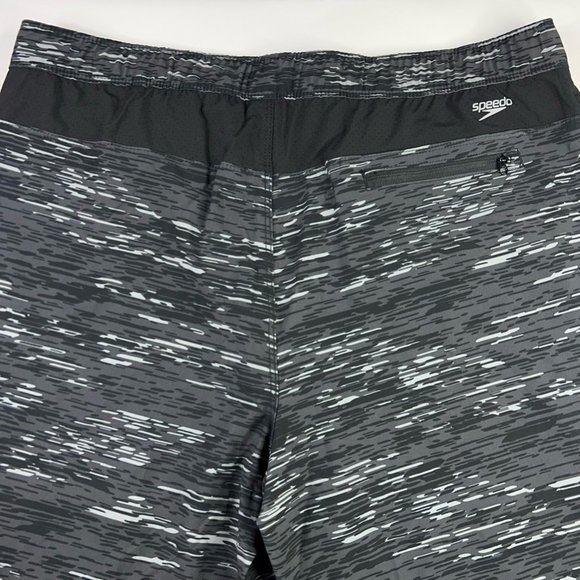 Speedo Mens Tech Volley Swim Shorts Black White Space Dye Drawstring XL New - Picture 3 of 12